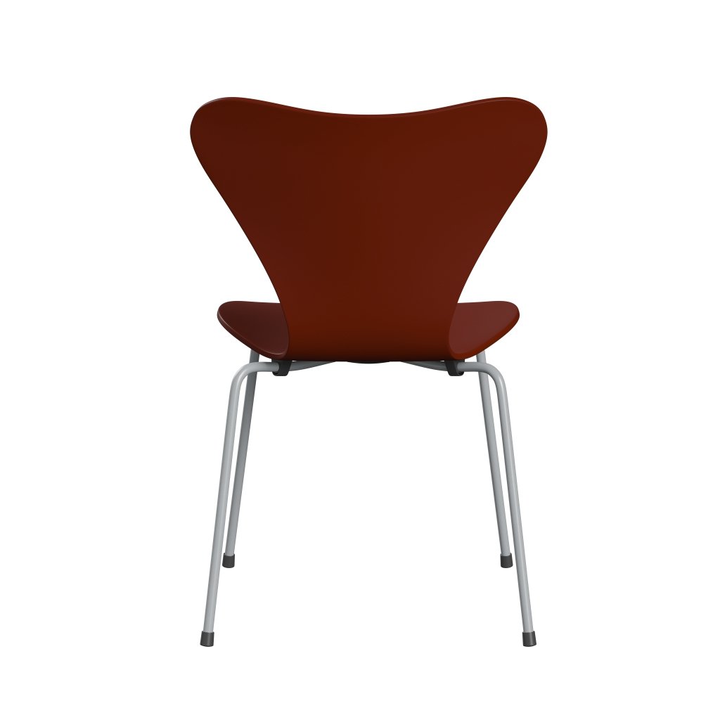 Fritz Hansen 3107 Krzesło niezapicerowane, srebrne szare/lakierowane weneckie czerwone