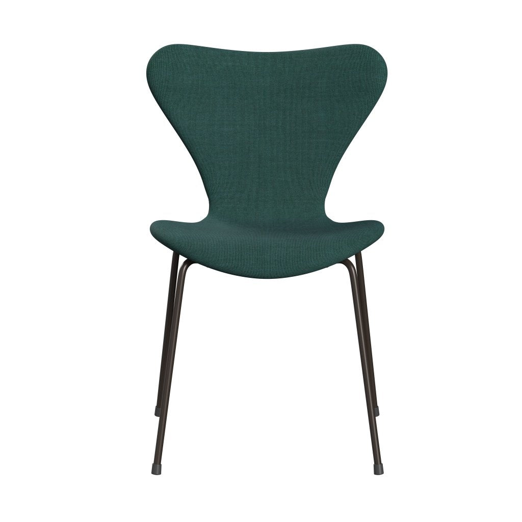 Fritz Hansen 3107 Krzesło pełna tapicerka, brązowy brąz/na płótnie Szmaragdowy zielony