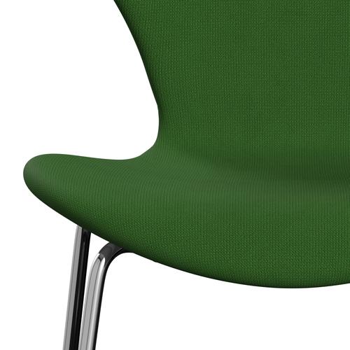 Fritz Hansen 3107 Krzesło pełna tapicerka, chrom/sława trawa zielona