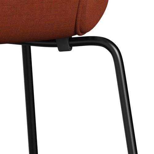 Fritz Hansen 3107 krzesło pełne tapicerka, czarny/płótno brązowy róż