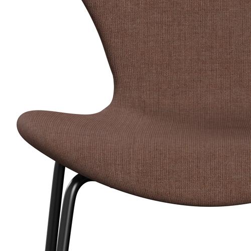 Fritz Hansen 3107 krzesło pełne tapicerka, czarny/płótno bordowy