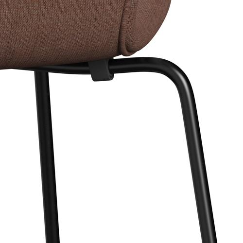 Fritz Hansen 3107 krzesło pełne tapicerka, czarny/płótno bordowy