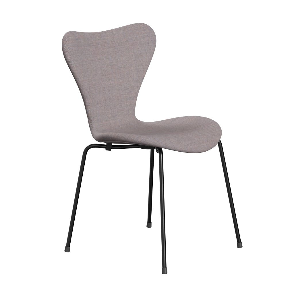 Fritz Hansen 3107 Krzesło pełna tapicerka, czarny/płótno chłodny jasnoniebieski