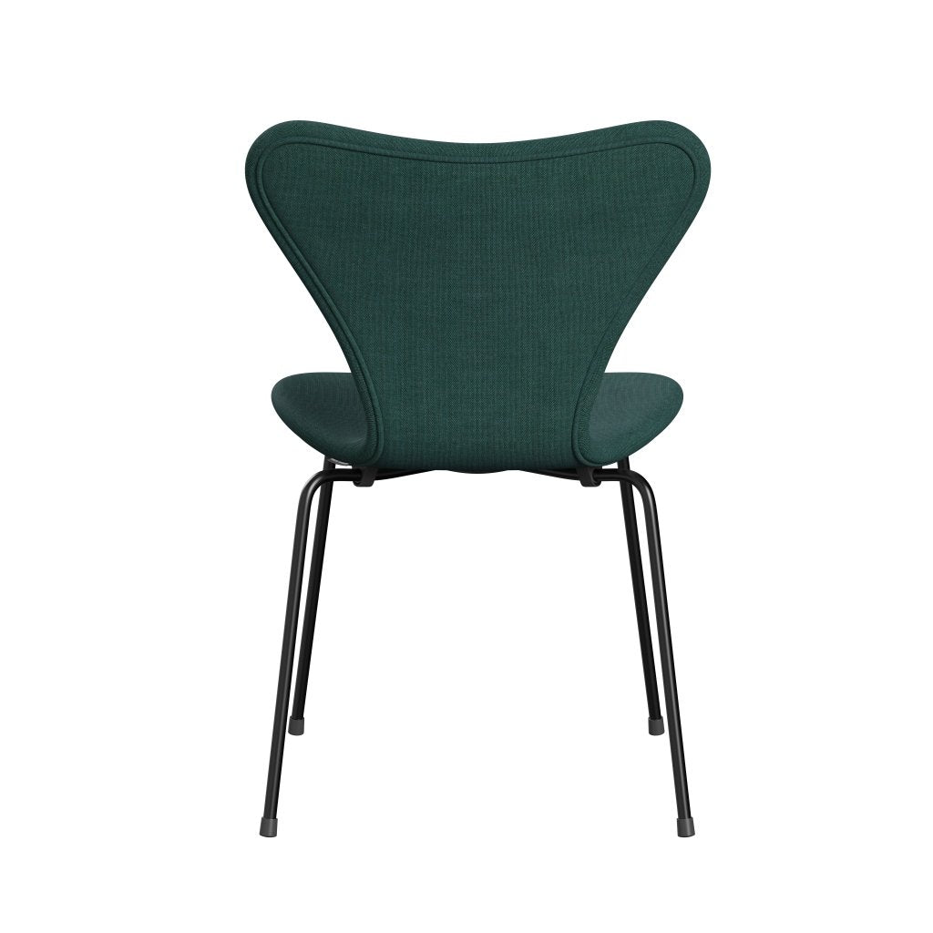 Fritz Hansen 3107 krzesło pełne tapicerka, czarny/płótno szmaragdowy zielony