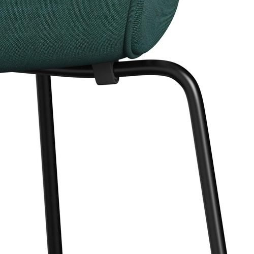 Fritz Hansen 3107 krzesło pełne tapicerka, czarny/płótno szmaragdowy zielony