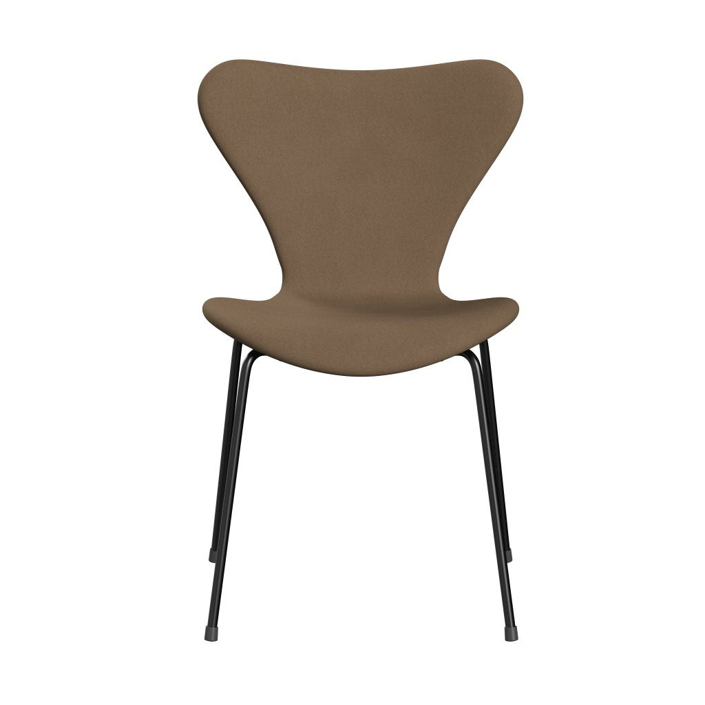 Fritz Hansen 3107 Krzesło pełna tapicerka, czarny/komfortowy beżowy/brązowy