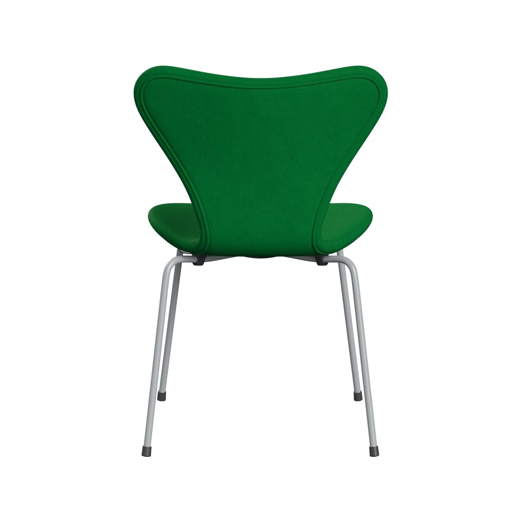 Fritz Hansen 3107 Krzesło pełna tapicerka, srebrny szary/divina trawiasty zielony