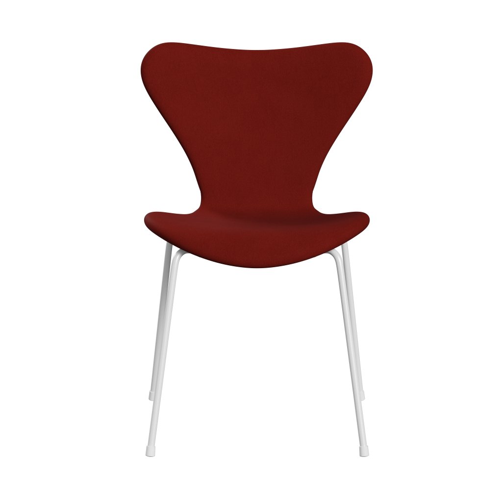 Fritz Hansen 3107 Krzesło pełna tapicerka, biała/komfortowa rdza czerwona (C00028)