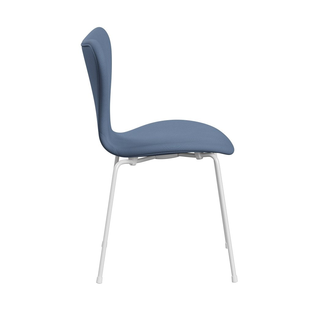 Fritz Hansen 3107 krzesło pełne tapicerka, biały/sławny szary niebieski