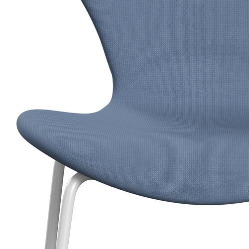 Fritz Hansen 3107 krzesło pełne tapicerka, biały/sławny szary niebieski