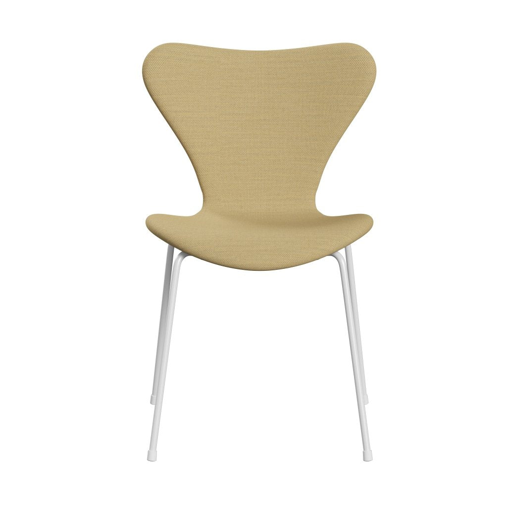Fritz Hansen 3107 Krzesło pełna tapicerka, biały/fiord drobny żółty