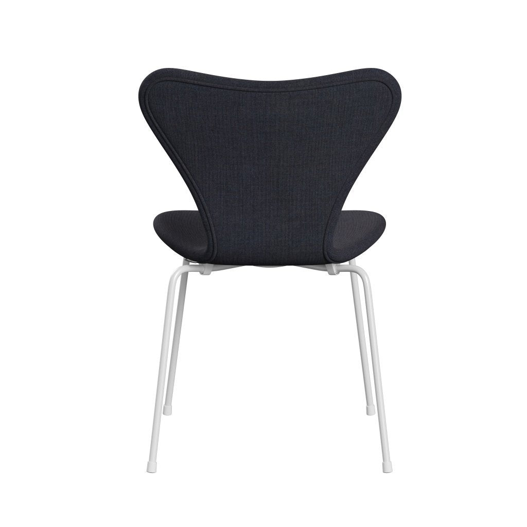 Fritz Hansen 3107 Krzesło pełne tapicerka, białe/remiksowe dżinsy niebieskie