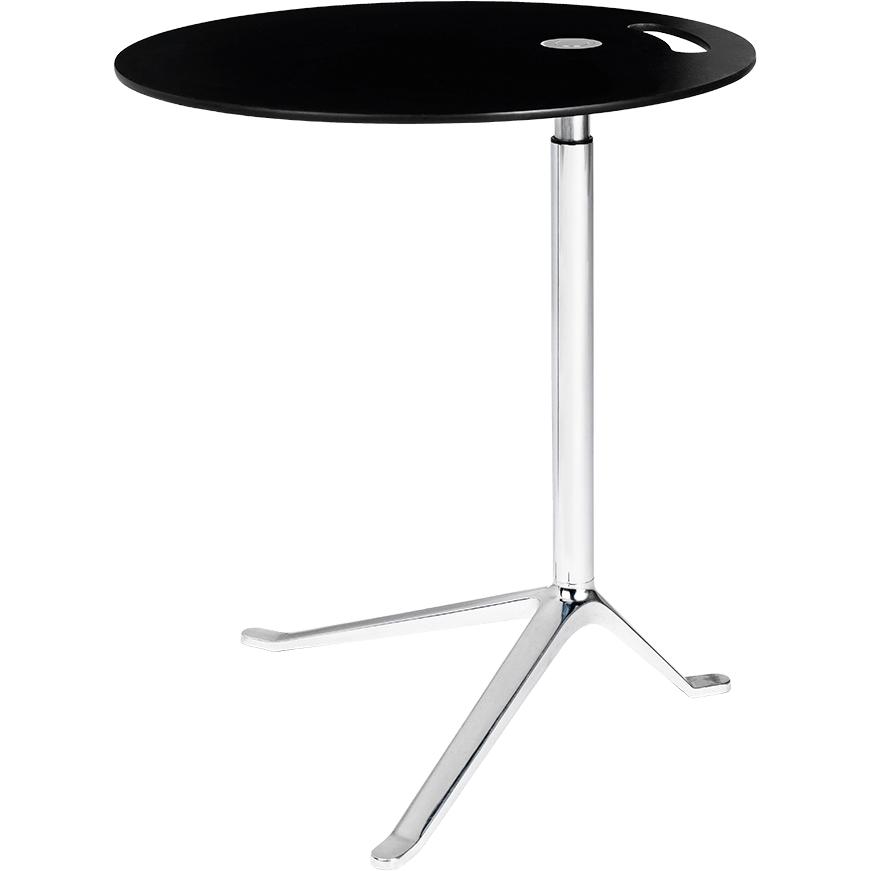FRITZ HANSEN KS11 Mały stół regulowany, wypolerowany aluminium/czarny laminat