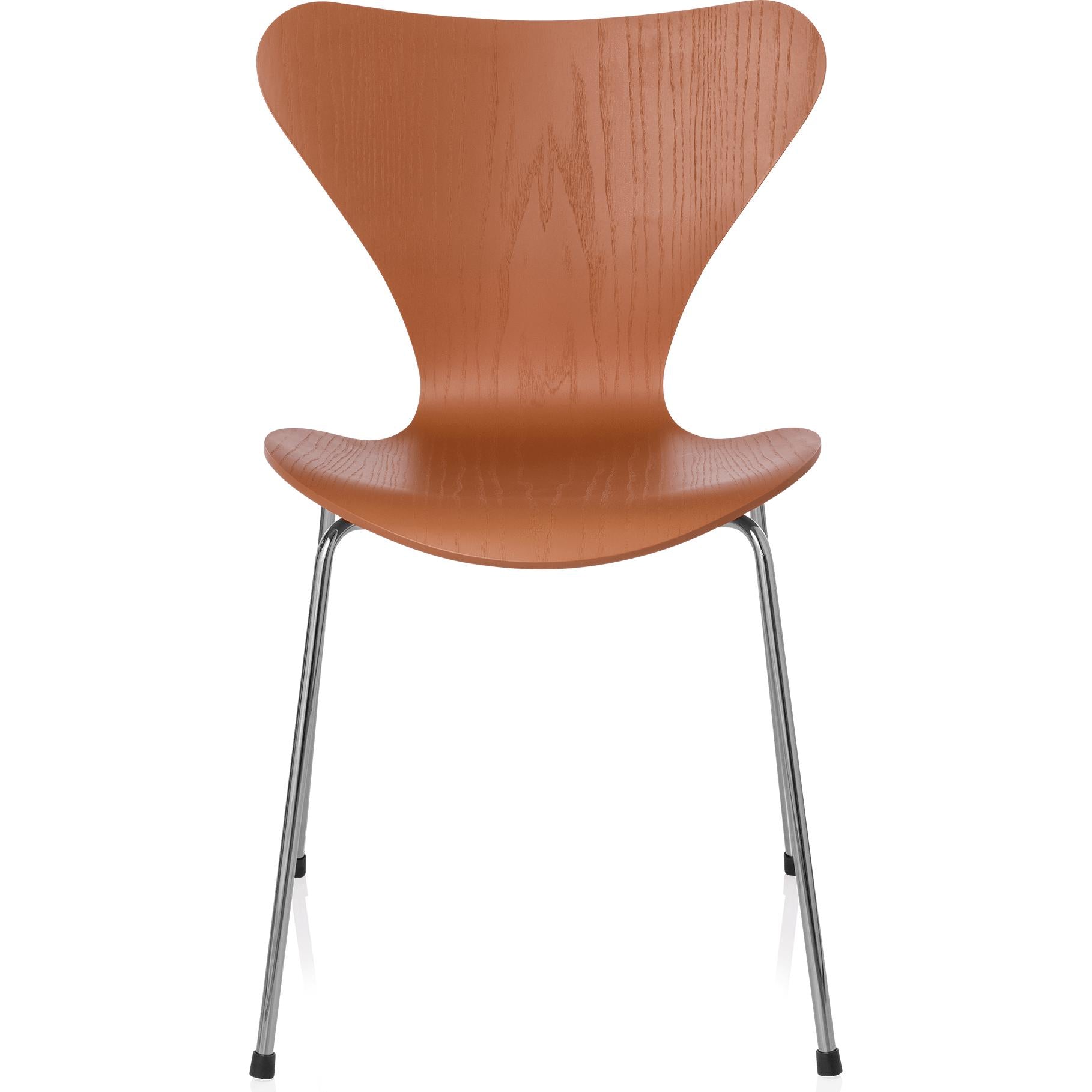 Krzesło Fritz Hansen Series 7 w kolorze popiołu, Chevalier Orange