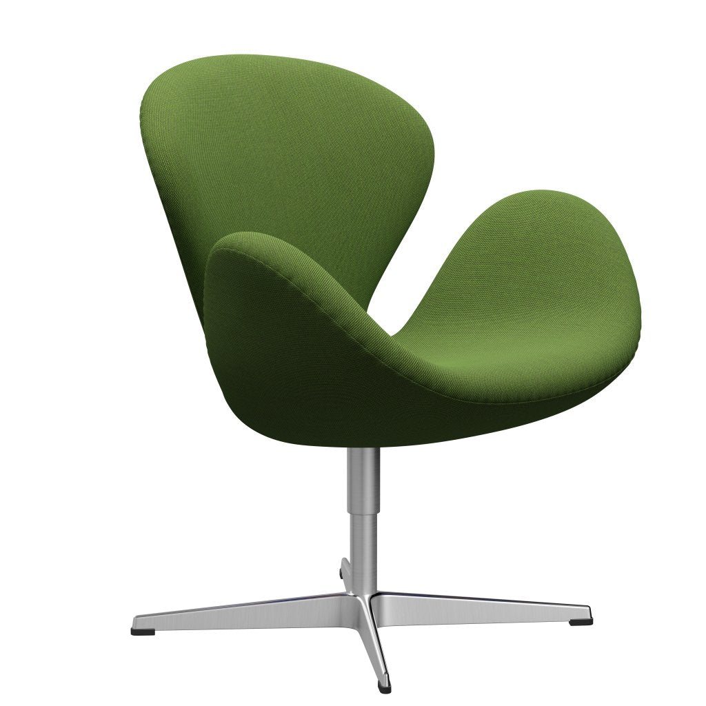 Fritz Hansen Swan Lounge Chair, Satin Brushed Aluminium/Steelcut Trio Grass Green
