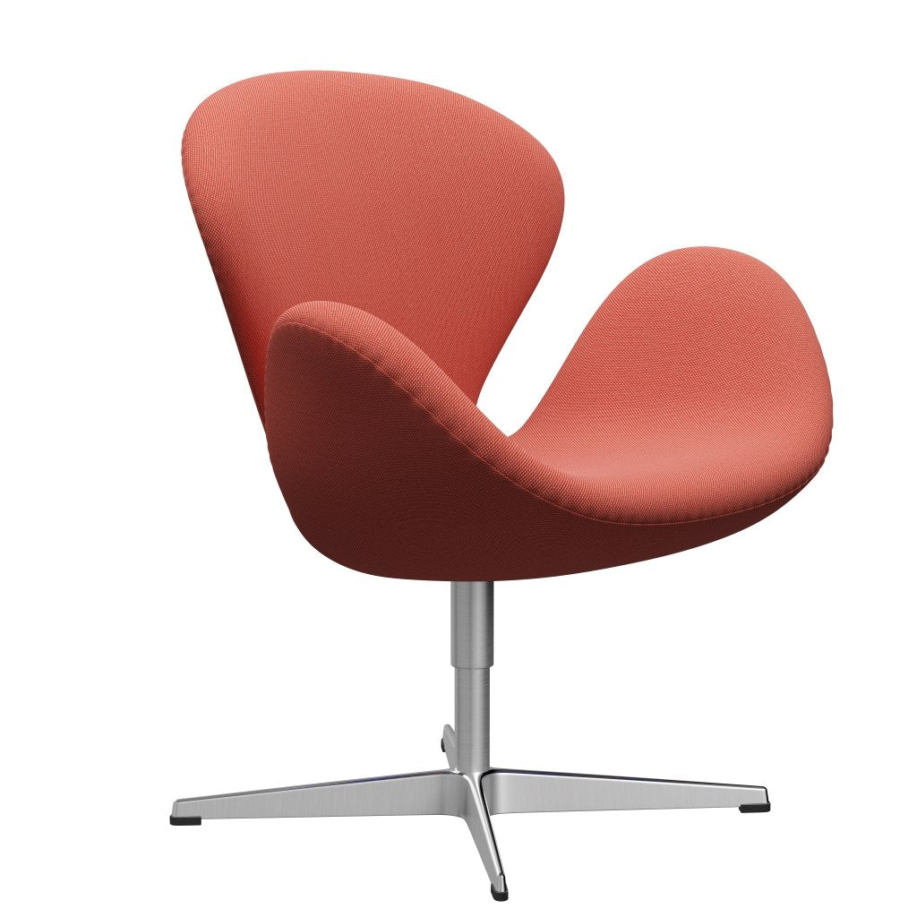 Fritz Hansen Swan Lounge Chair, Satin Brushed Aluminium/Steelcut Trio Pink/Orange