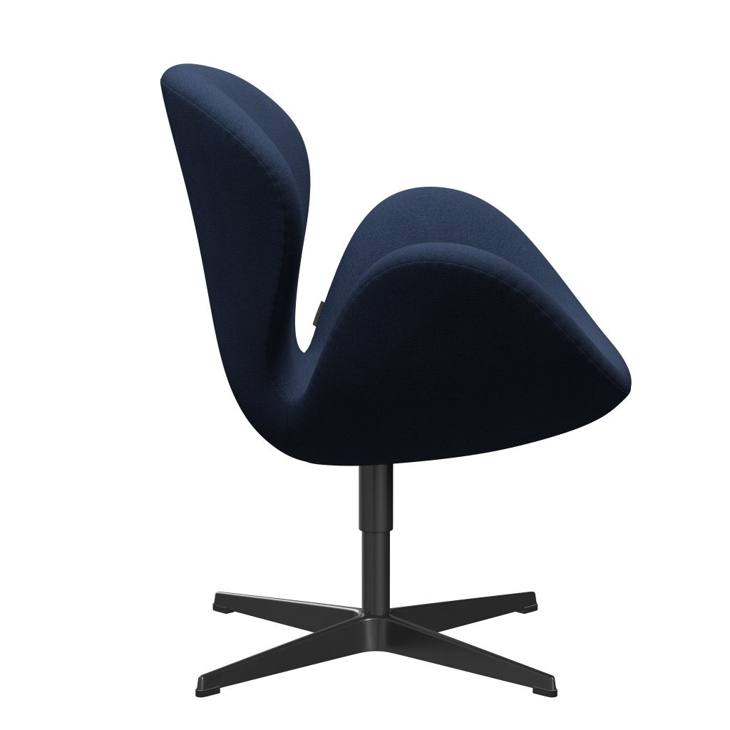 Fritz Hansen Swan Lounge Chair, Black Lacquered/Christianshavn Dark Blue
