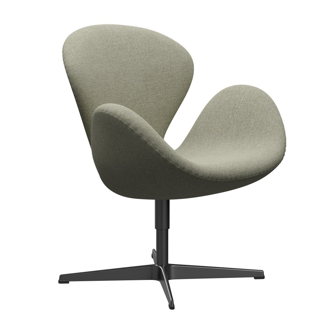 Fritz Hansen Swan Lounge Chair, Black Lacquered/Re Wool Lime Green/Natural