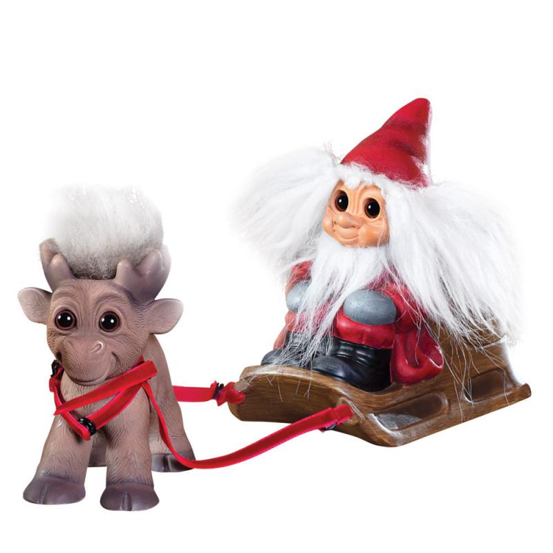 Goodlucktroll Święty Mikołaj i renifer „odważny”