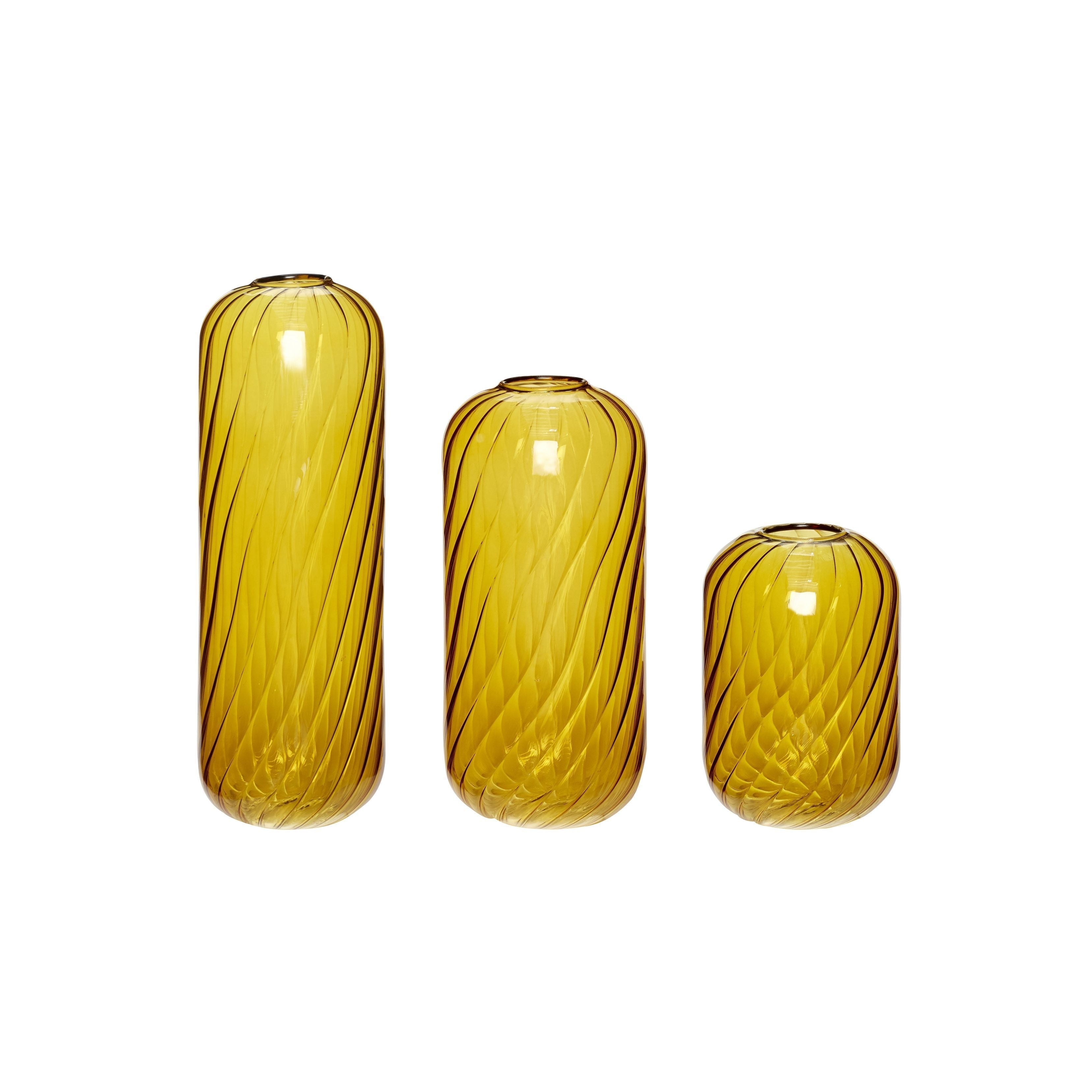 Hübsch Fleur Wazon Glass Amber S/3
