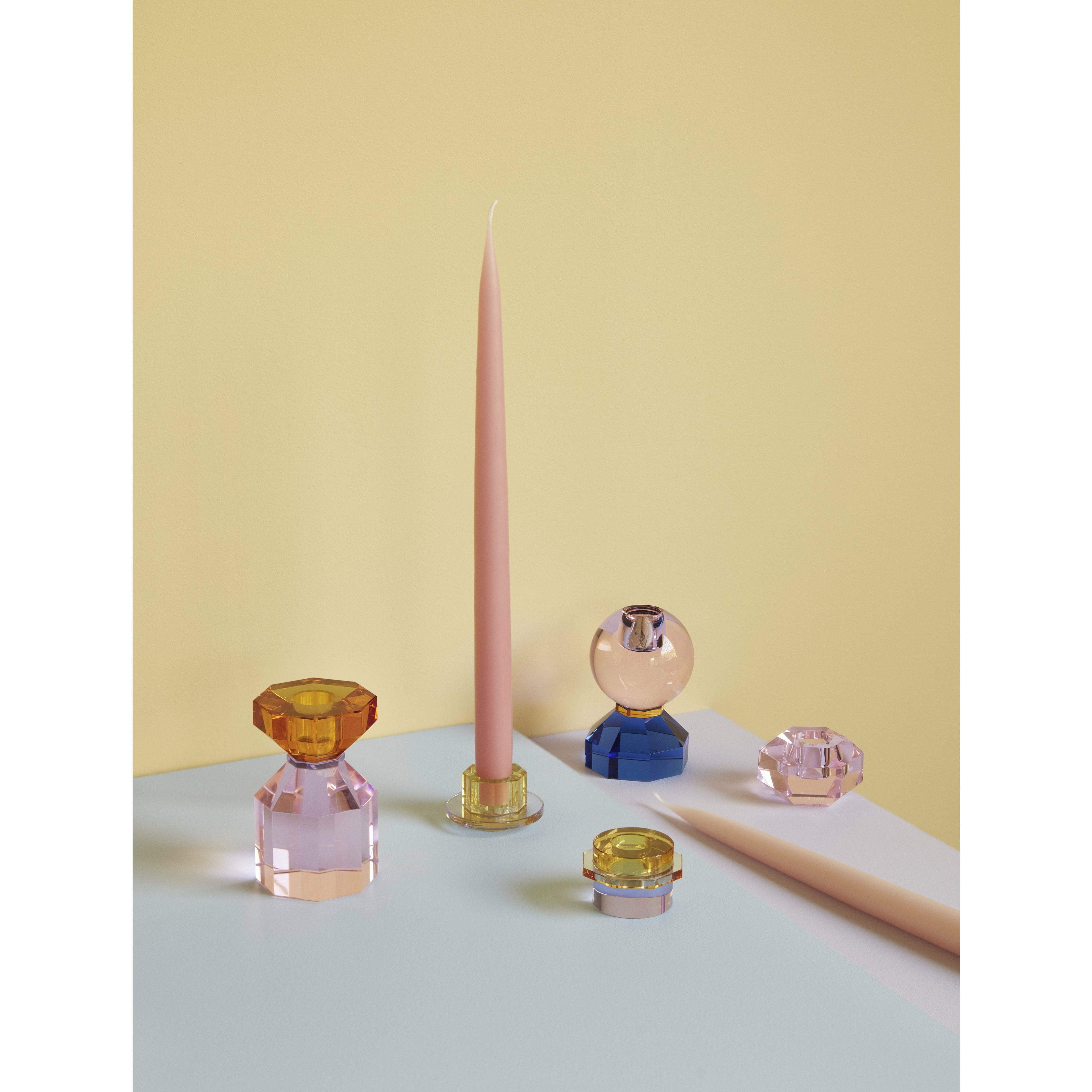 Hübsch Kiosk Candlestick Glass Amber/fioletowy zestaw 2