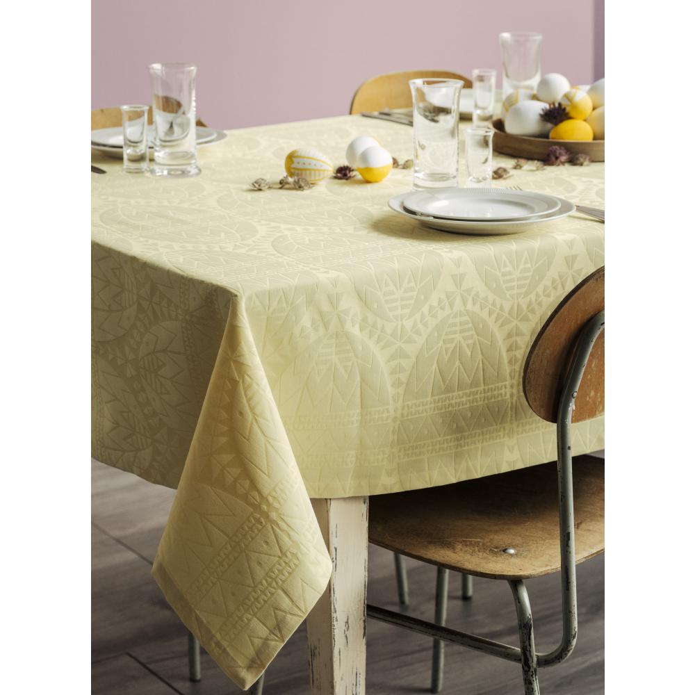 Juna Easter Damask Tablecloth Yellow, 150x220 Cm