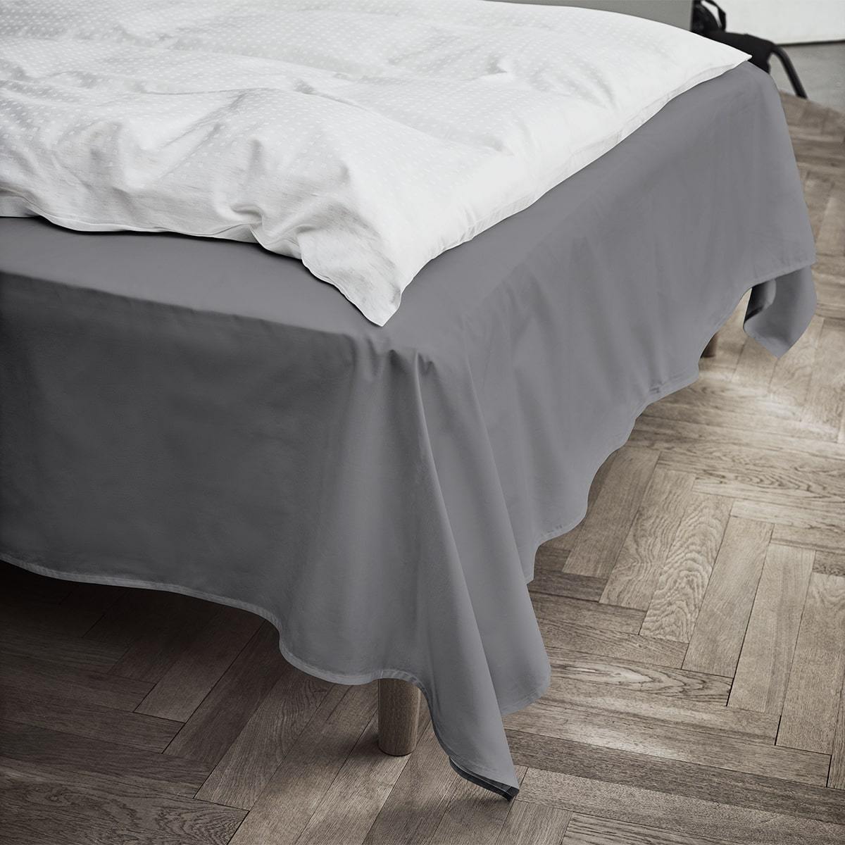 Juna Percale Flat Sheet Grey, 240x260 Cm