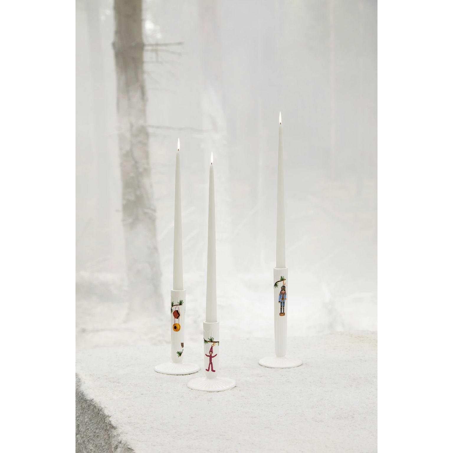Kähler Hammershøi świąteczny świecznik 16 cm, biały z dekoracją