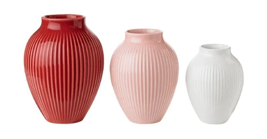Wazon Keramik Keramik z zestawem rowkowym 3 11/9,5/8 cm, Bordeaux/Pink/White