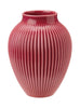 Knabstrup Keramik Vase With Grooves H 20 Cm, Bordeaux