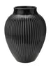 Knabstrup Keramik Vase With Grooves H 20 Cm, Black
