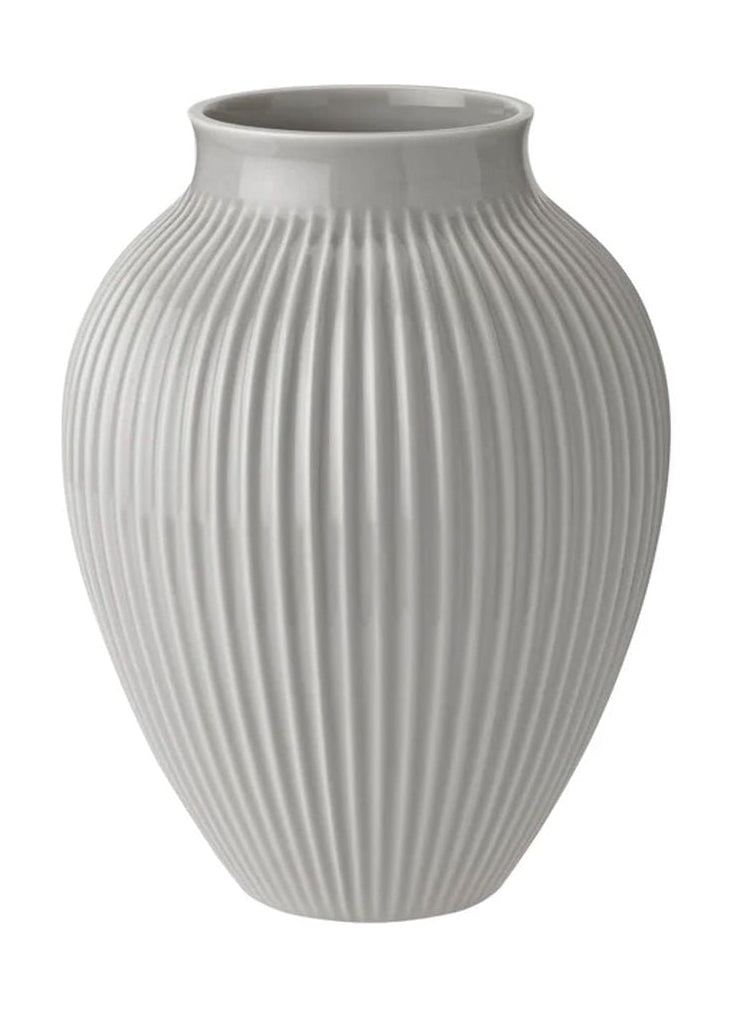 Knabstrup Keramik Vase With Grooves H 27 Cm, Grey