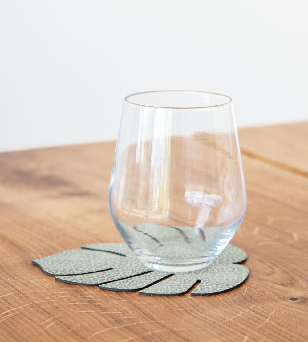 LIND DNA Leaf Glass Coaster Hippo Hippo Hippo, Olive Green