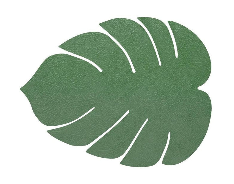 Lind Dna Leaf Placemat Hippo Leather L, Forest Green