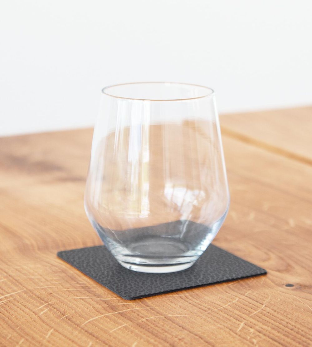Lind Dna Square Glass Coaster Hippo Leather, Black Anthracite
