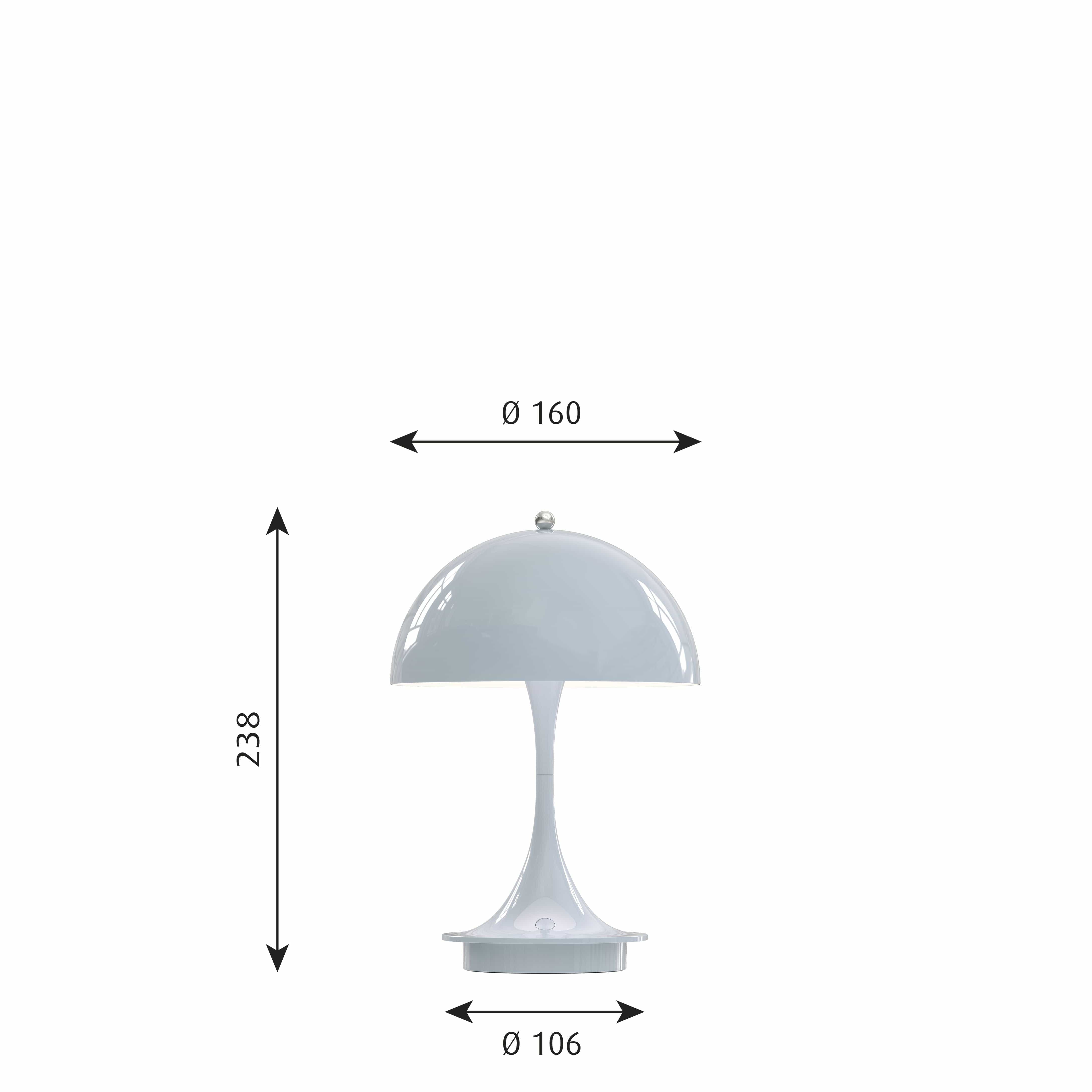 LOUIS POOLSEN PANTELLA 160 Przenośna lampa stołowa LED 27 K V2, jasnoniebieski