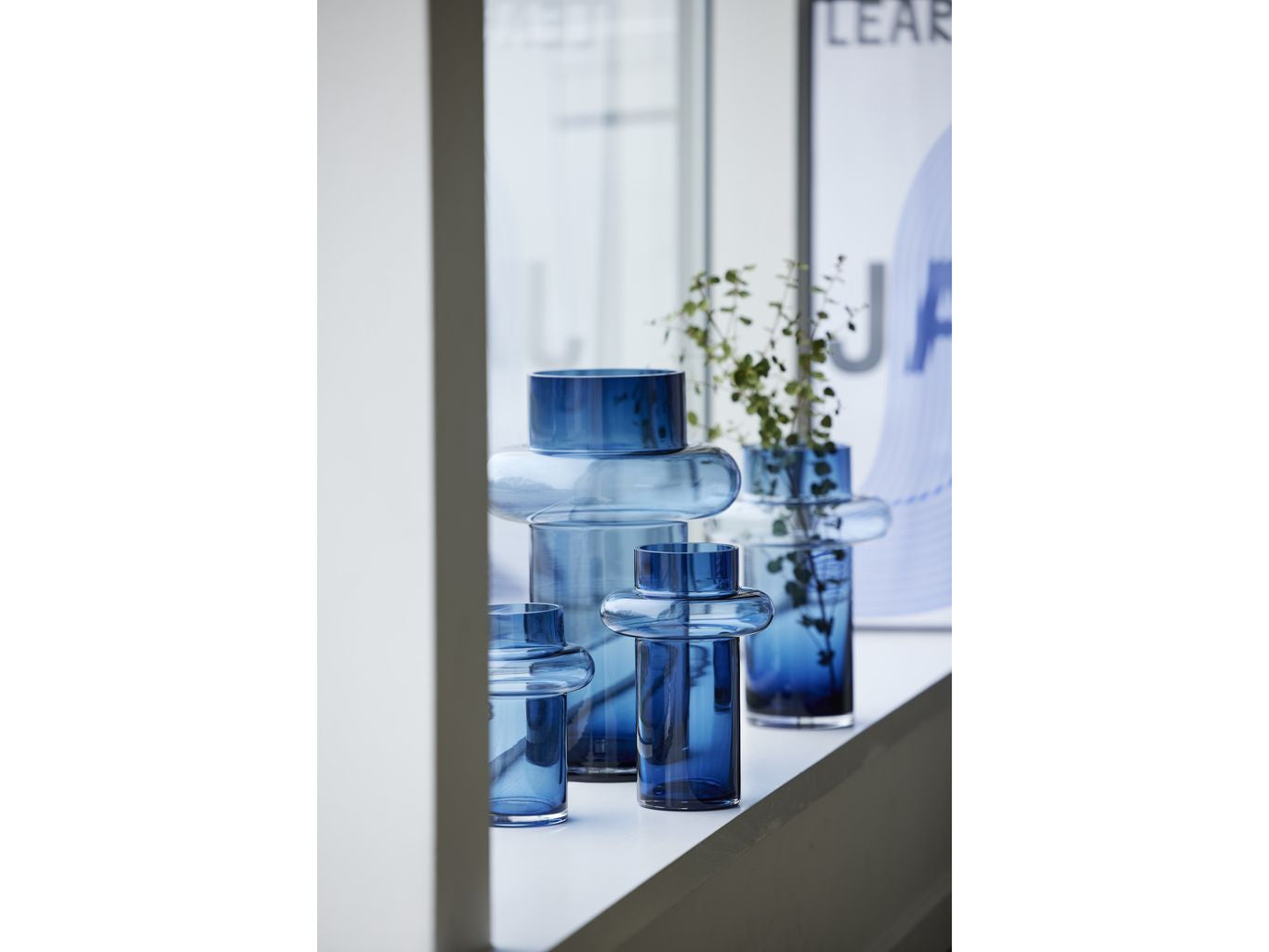 Lyngby Glas Tube Vase H: 40 Cm, Dark Blue