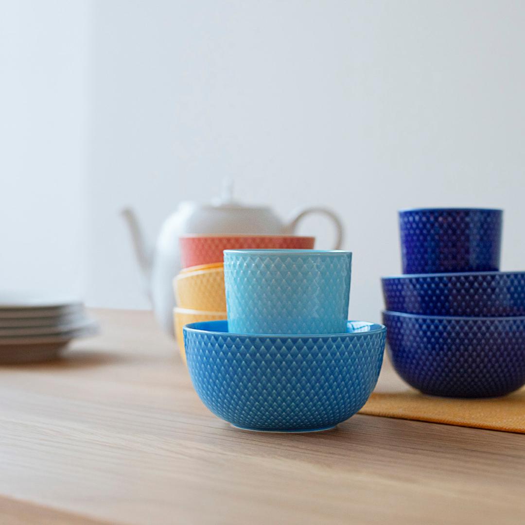 Lyngby Porcelæn Rhombe Color Bowl Ø13, niebieski