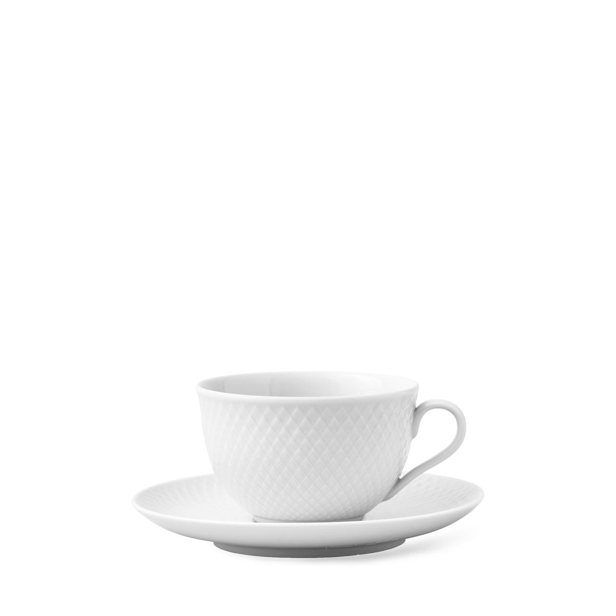 Lyngby Rhombe Tea Cup z spodkiem, biały