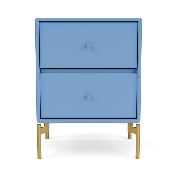 Moduł szuflady dryfu Montana z nogami, lazurowy niebieski/mosiądz