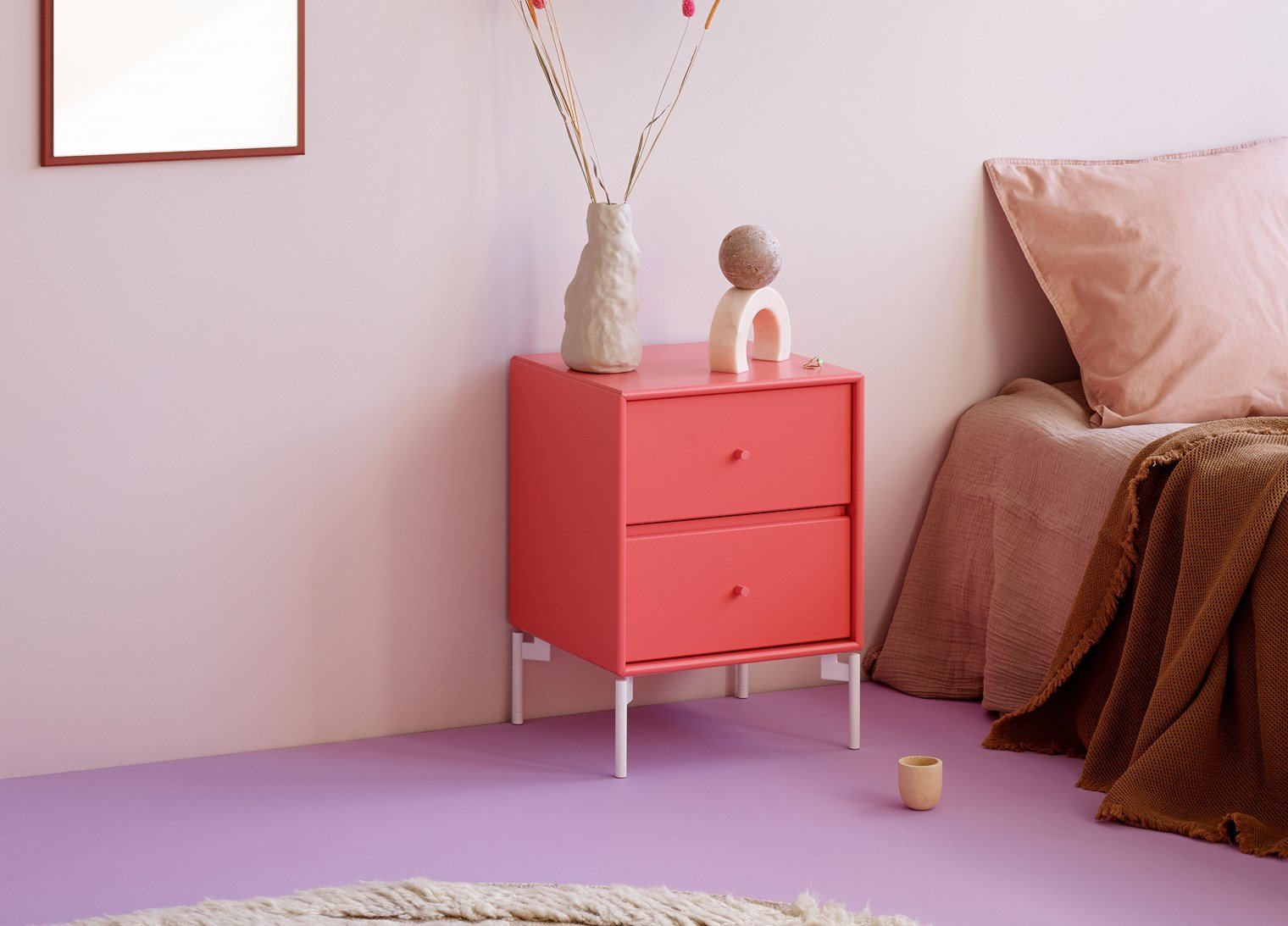 Moduł szuflady dryfu Montana z nogami, dziobką różową/Matt Chrome