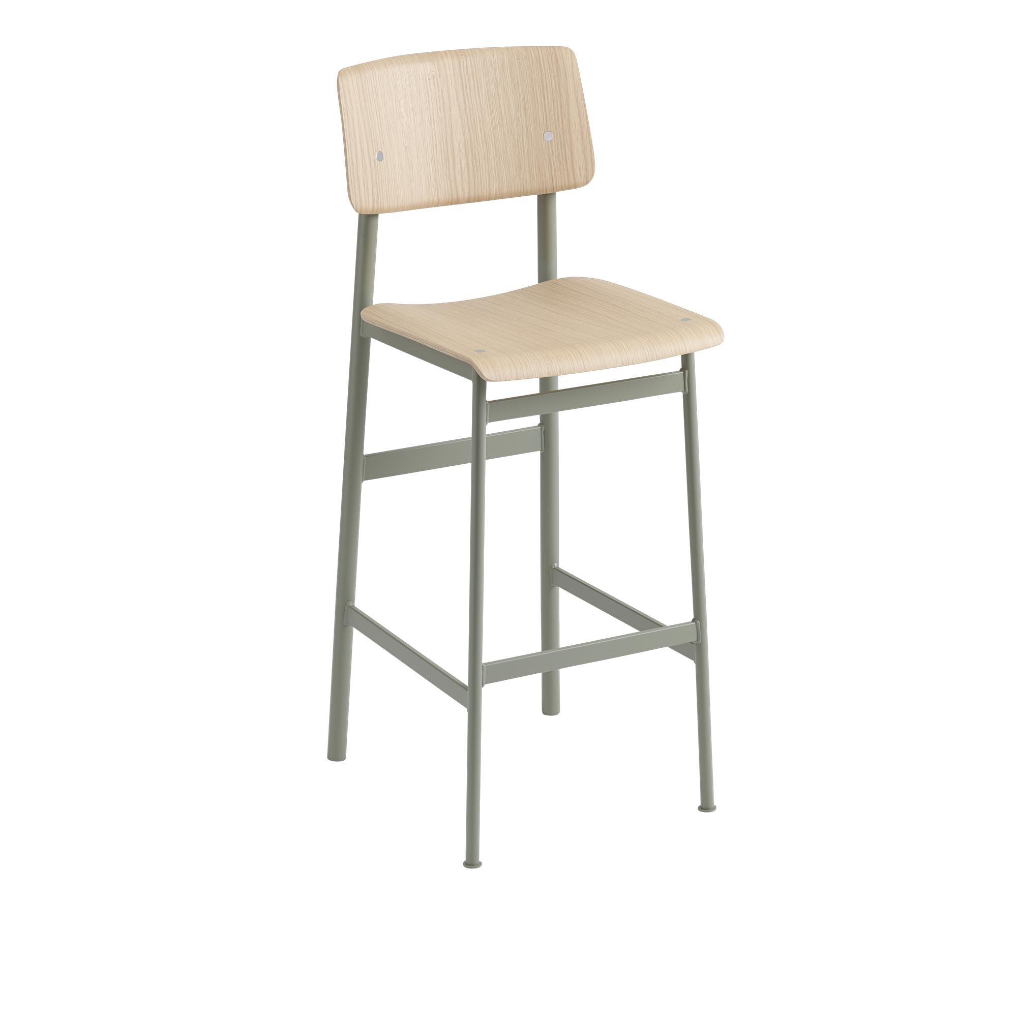 Muuto Loft Bar krzesło dębowe, H 75 cm, Dusty Green/Oak