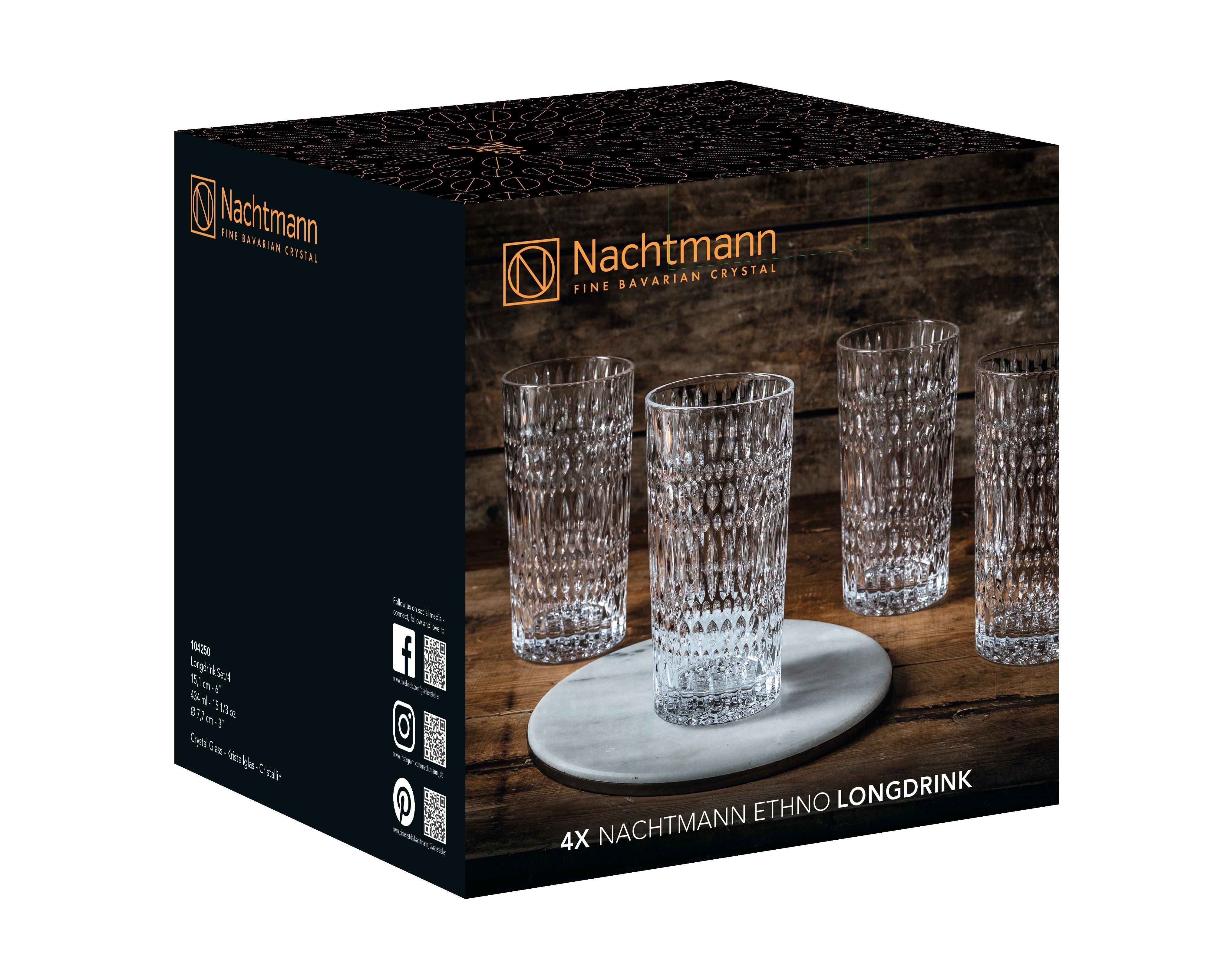 Nachtmann Ethno Long Drink Glass 434 ML, zestaw 4