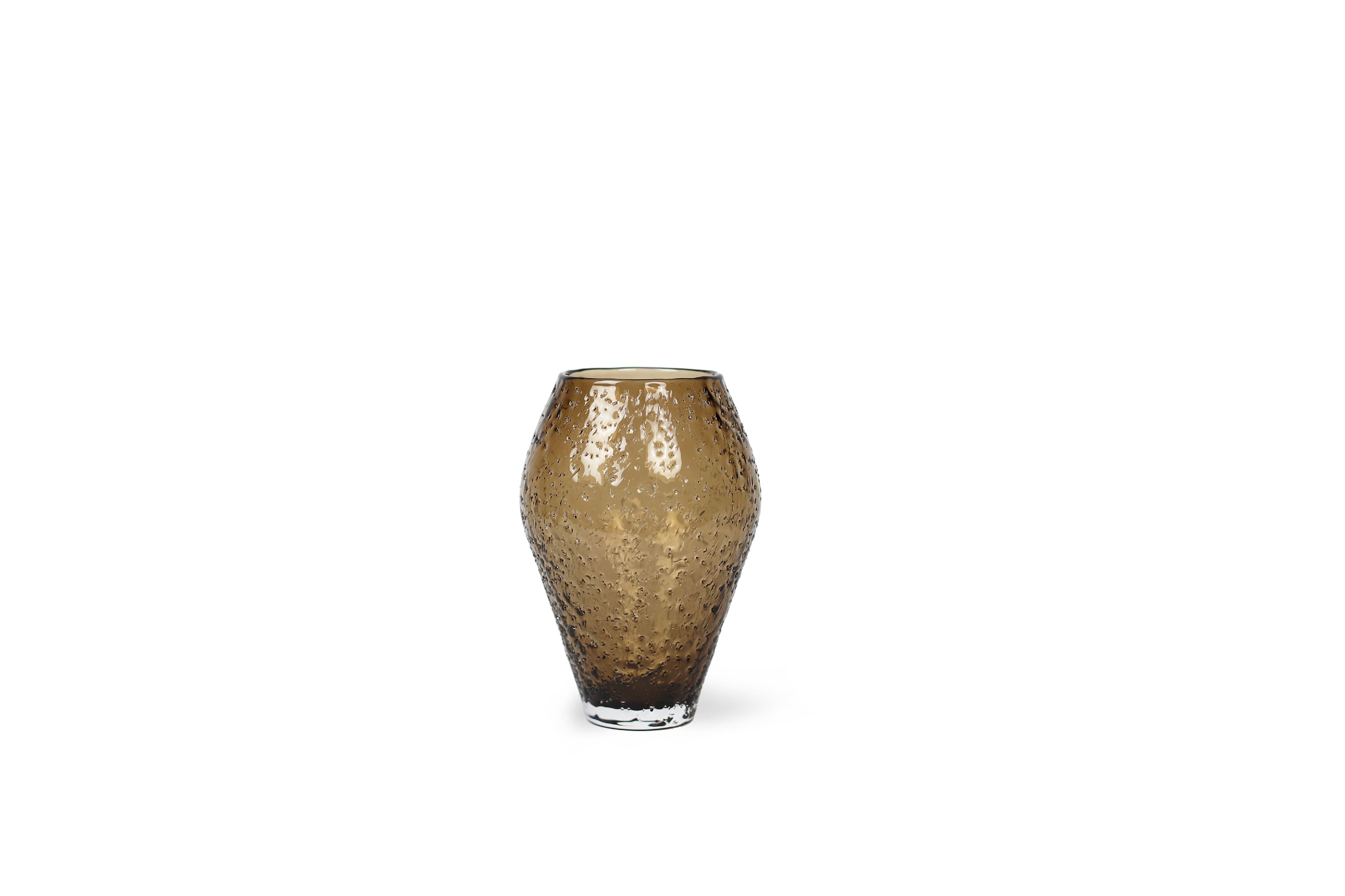 Kolekcja RO zmiażdżona szklana wazon, mały, sepia brązowy