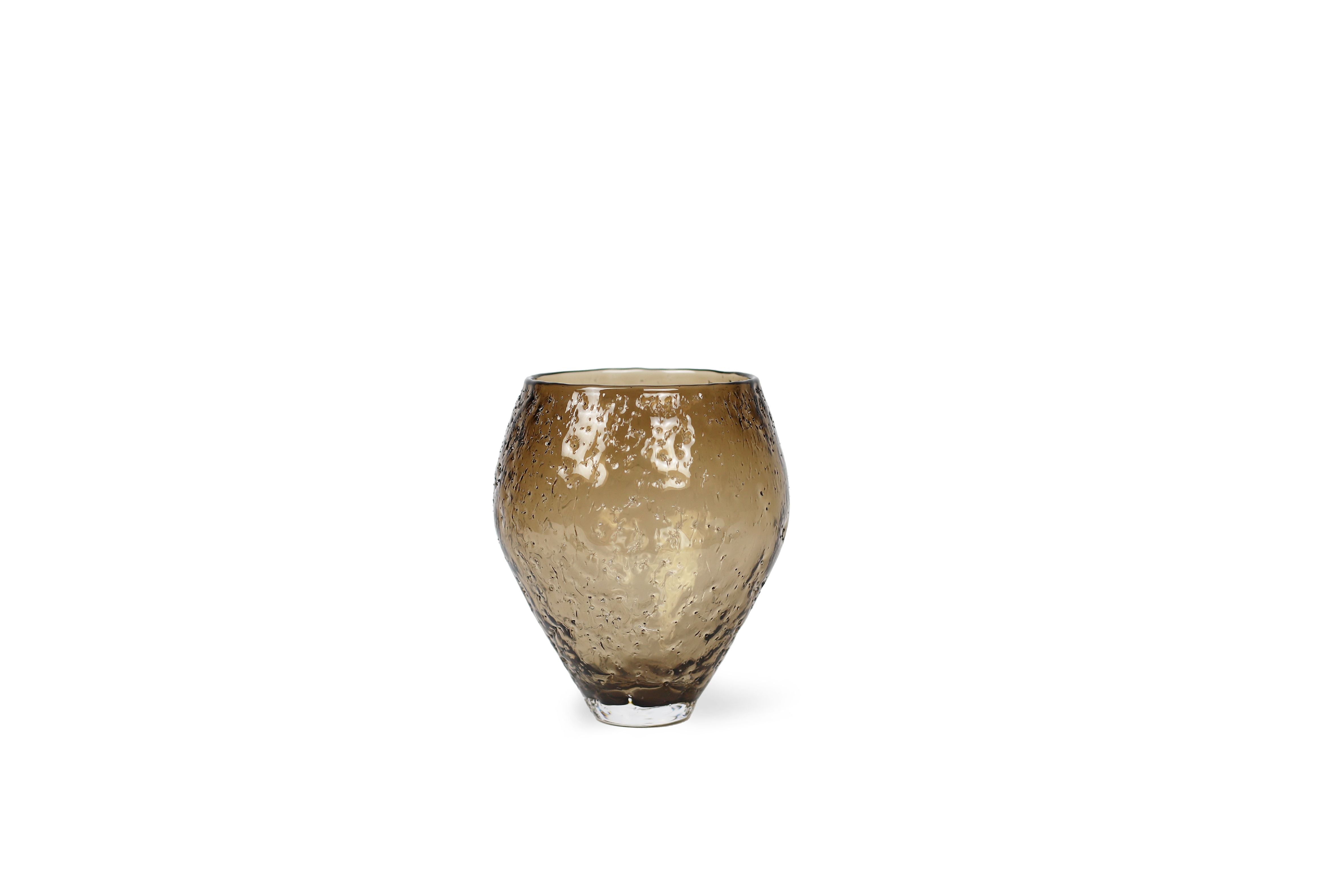 Kolekcja RO zmiażdżona szklana wazon, średnia, sepia brązowa