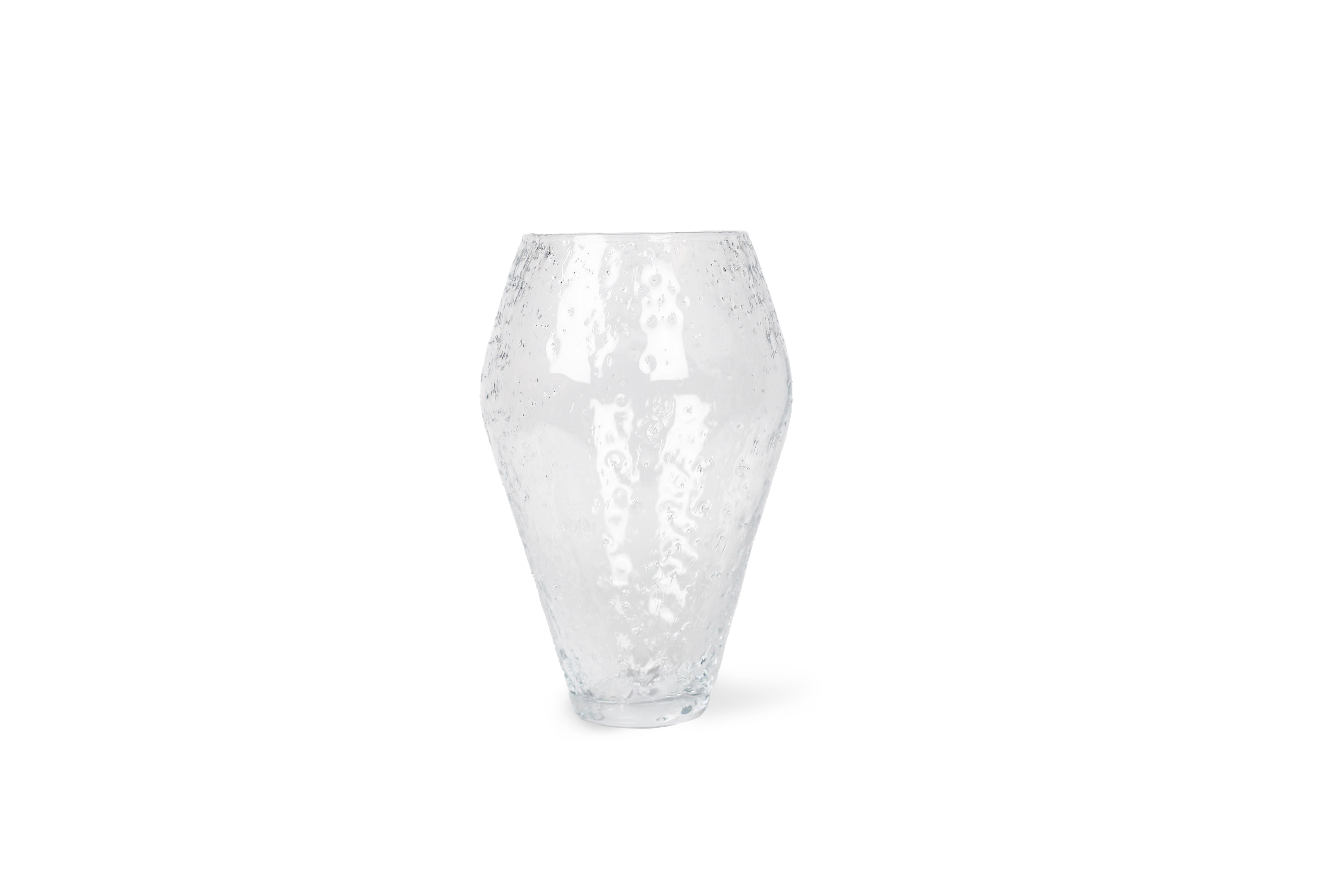Kolekcja RO zmiażdżona szklana wazon, duży, przezroczysty