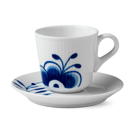 Royal Copenhagen Blue Fleted Mega Espresso Cup W. Saucer, 9cl
