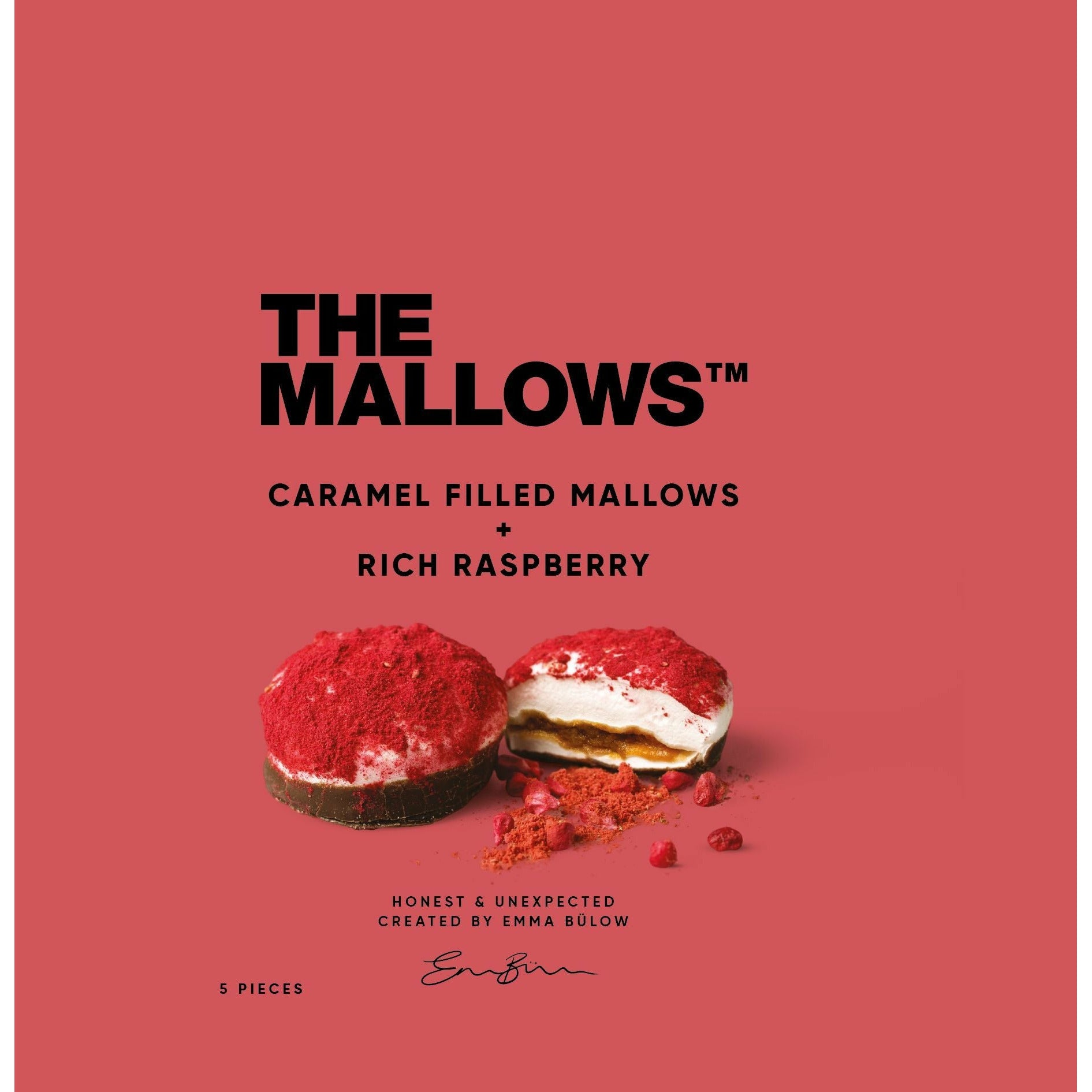 The Mallows Marshmallows z karmelowym napełniającym bogatym maliną, 11G