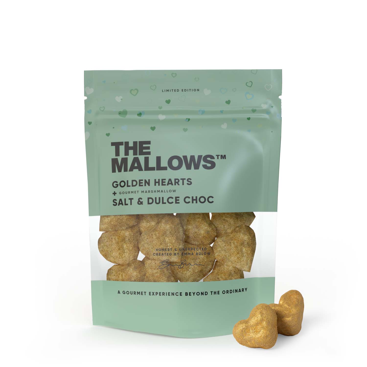 The Mallows Marshmallows z Dulce Chocolate i Solt Golden Hearts, 90G
