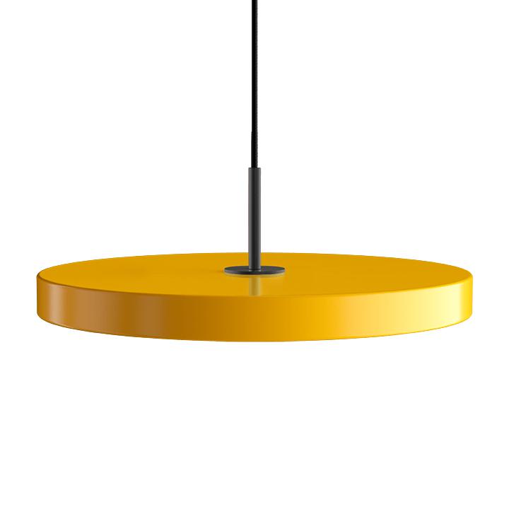 Wisiorek LED Asteria, czarny metal/szafran żółty
